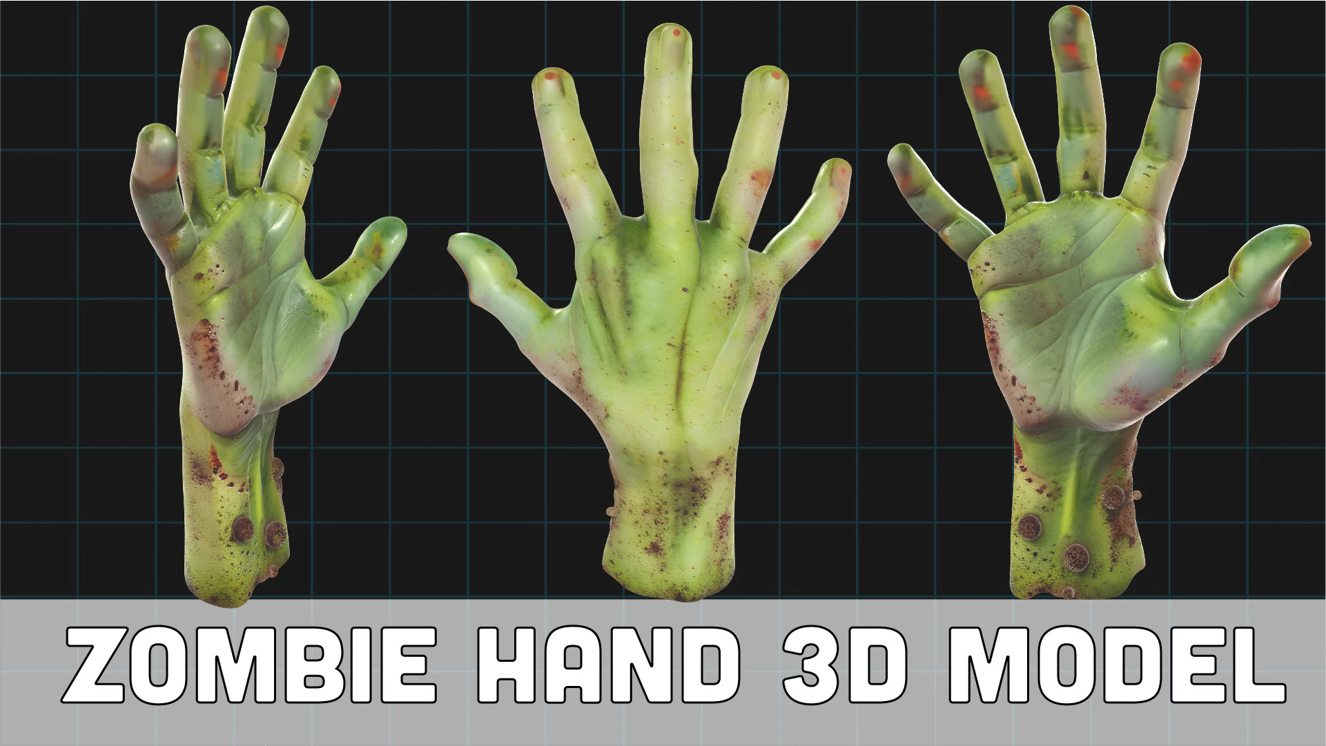 Zombie Hand Realistic Severed Monster Hand for Halloween 3D Model .c4d .max .obj .3ds .fbx .stl .blend 