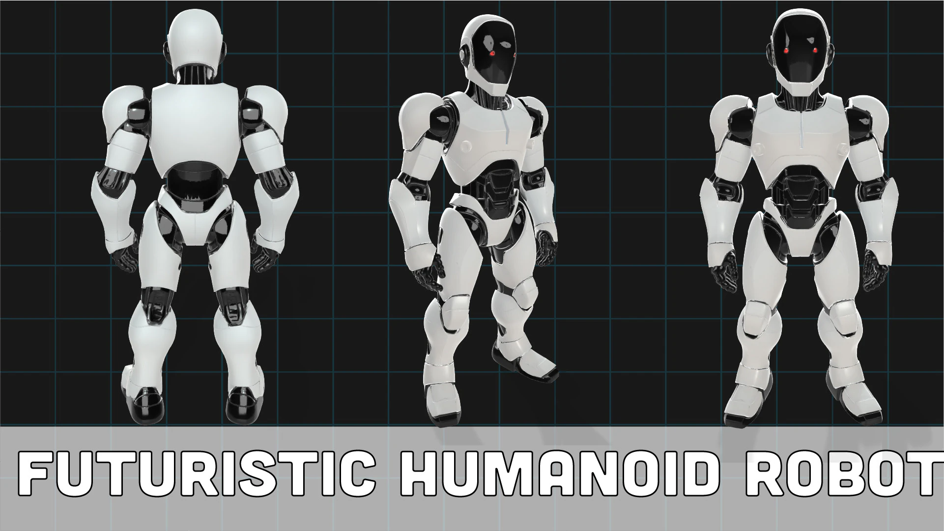 Futuristic Humanoid Robot Model Sci-Fi Android Character 3D Model .c4d .max .obj .3ds .fbx .stl .blend 