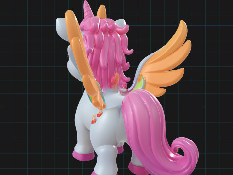 3D Unicorn Model Colorful Fantasy Pegasus Unicorn with Wings and Horn 3D Model