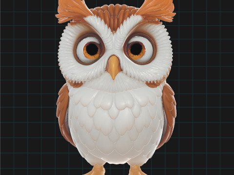 Stylized Owl Cartoon Animal Character 3D Model