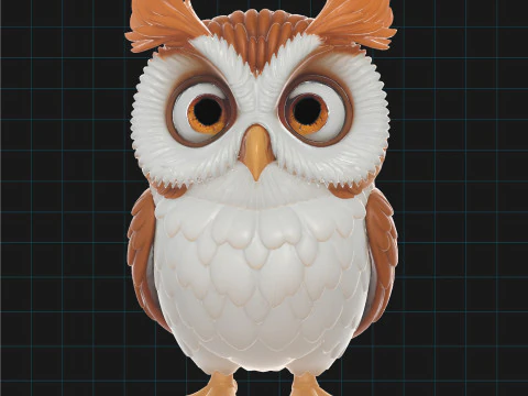 Stylized Owl Cartoon Animal Character 3D Model