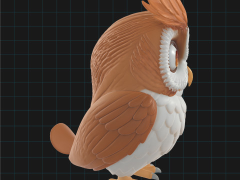 Stylized Owl Cartoon Animal Character 3D Model