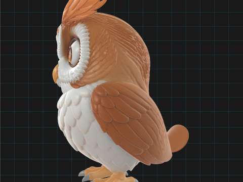 Stylized Owl Cartoon Animal Character 3D Model