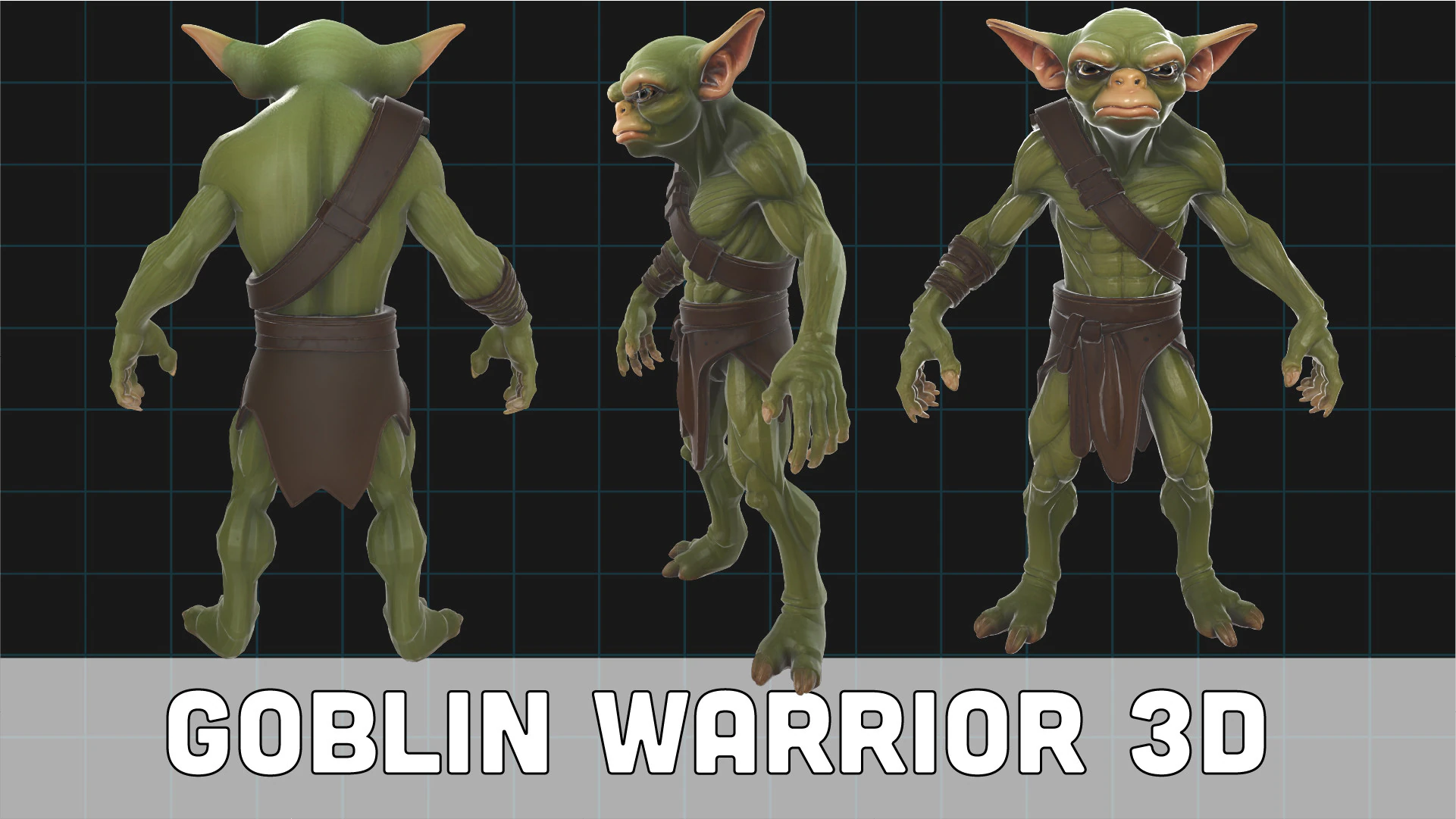 Goblin Warrior Fantasy Creature 3D Model .c4d .max .obj .3ds .fbx .stl .blend 