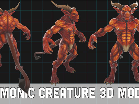 Demonic Creature Muscular Fantasy Monster with Horns Modelo 3D