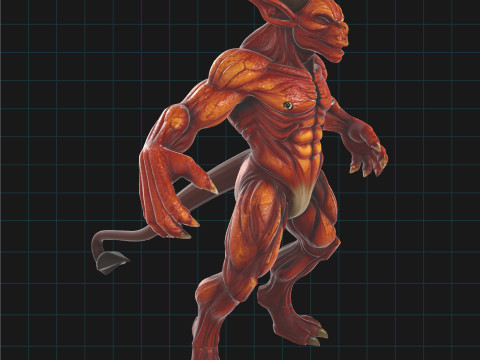 Demonic Creature Muscular Fantasy Monster with Horns Modelo 3D