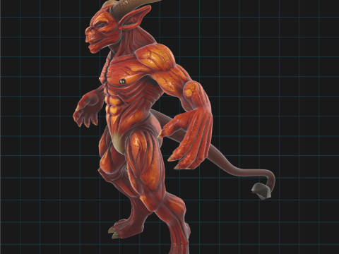 Demonic Creature Muscular Fantasy Monster with Horns Modelo 3D