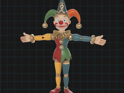 Colorful Clown Cartoon Character Toy 3D Model
