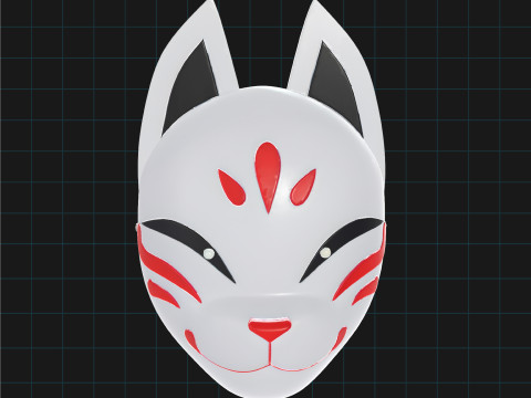 Kitsune Fox Mask Japanese Spirit Mask Model 3D