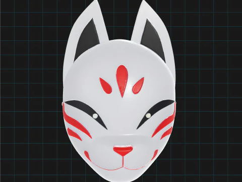 Kitsune Fox Mask Japanese Spirit Mask 3D Model