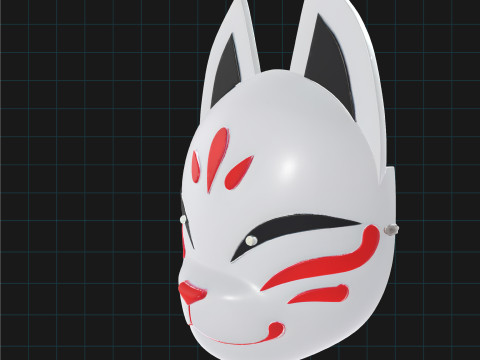 Kitsune Fox Mask Japanese Spirit Mask Model 3D
