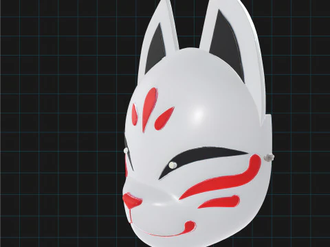 Kitsune Fox Mask Japanese Spirit Mask 3D Model