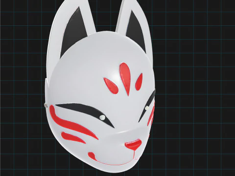 Kitsune Fox Mask Japanese Spirit Mask 3D Model