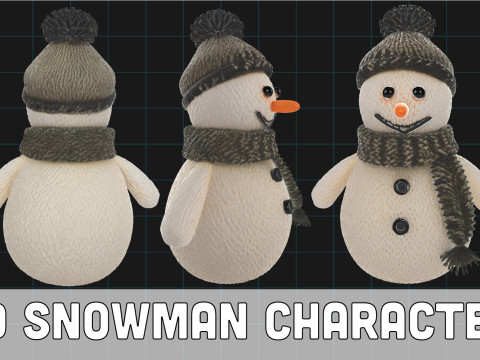 3D knitted Snowman Character Model Winter Decor Modelo 3D