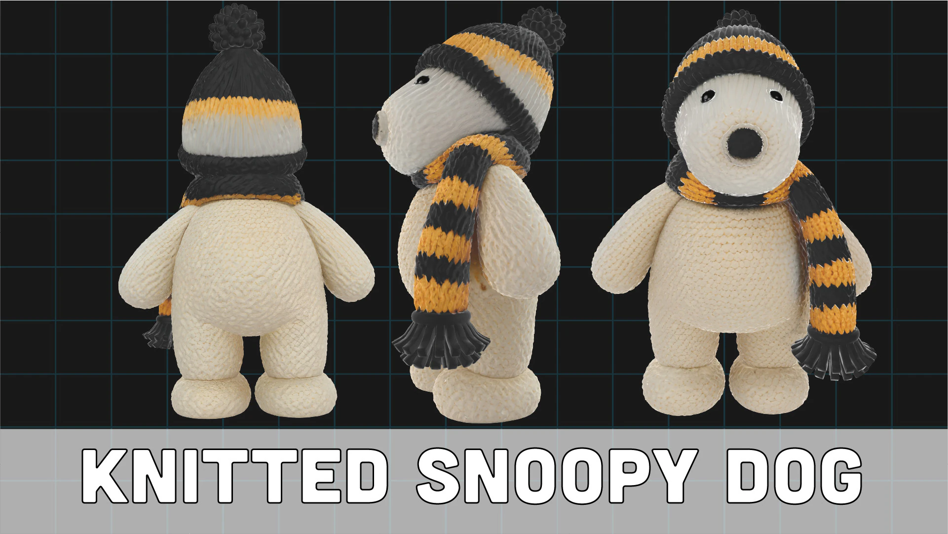 Knitted Snoopy Dog Cute Cartoon Plush Toy 3D Model .c4d .max .obj .3ds .fbx .stl .blend 