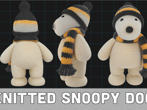 Knitted Snoopy Dog Cute Cartoon Plush Toy 3D 모델