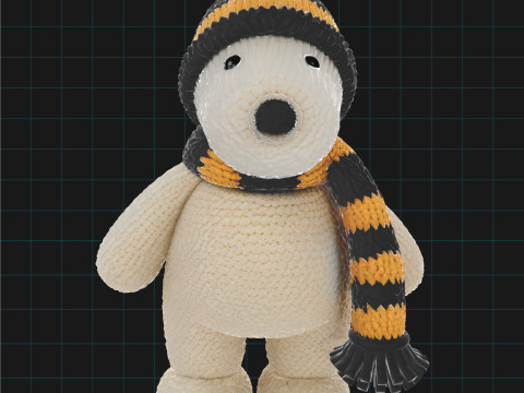 Knitted Snoopy Dog Cute Cartoon Plush Toy 3D 모델