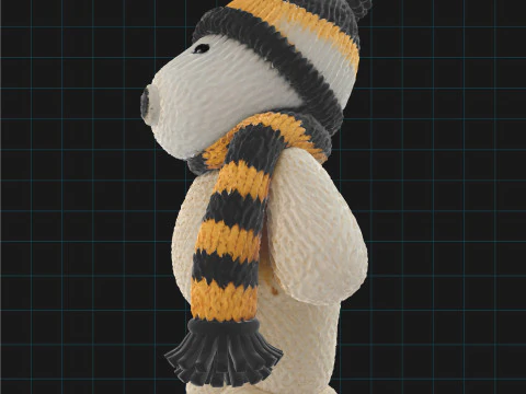 Knitted Snoopy Dog Cute Cartoon Plush Toy 3D Model