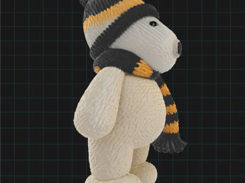 Knitted Snoopy Dog Cute Cartoon Plush Toy 3D Model