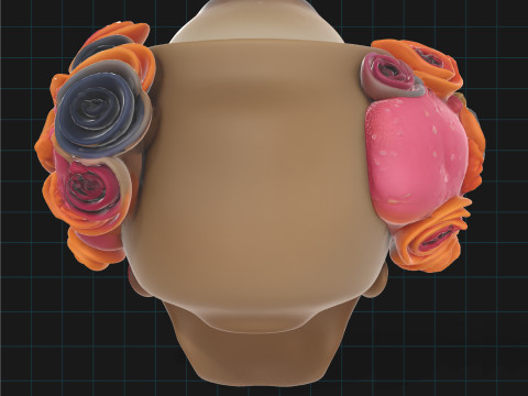 Day of the Dead Sugar Skull Floral Calavera Head with Marigolds Roses 3D Model
