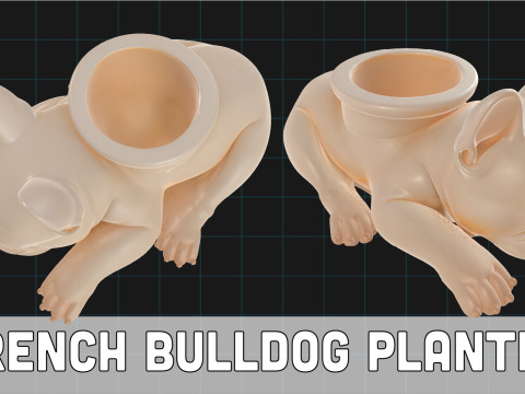 French Bulldog Planter Sleeping Dog Succulent Pot Modelo 3D