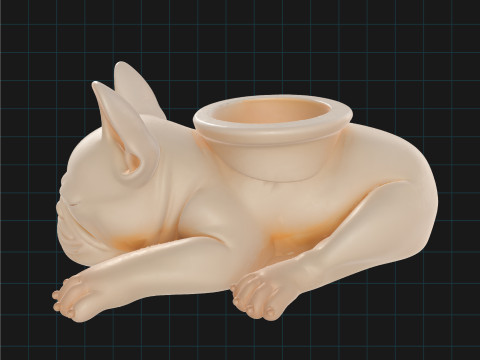 French Bulldog Planter Sleeping Dog Succulent Pot Modelo 3D