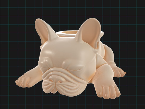 French Bulldog Planter Sleeping Dog Succulent Pot Modelo 3D