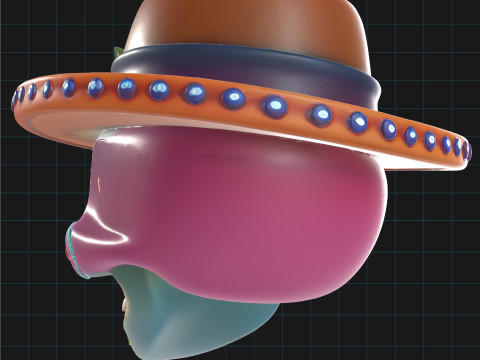 Day of the Dead Skull Sugar Skull with Sombrero Hat 3D Model