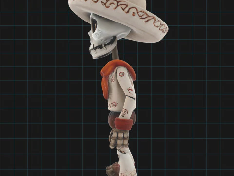 Day of the Dead Skeleton Character Stylized Calavera Figure 3D Model