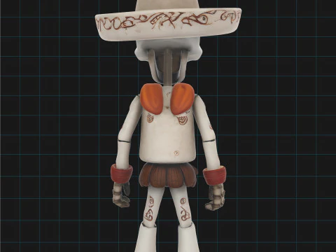 Day of the Dead Skeleton Character Stylized Calavera Figure 3D Model