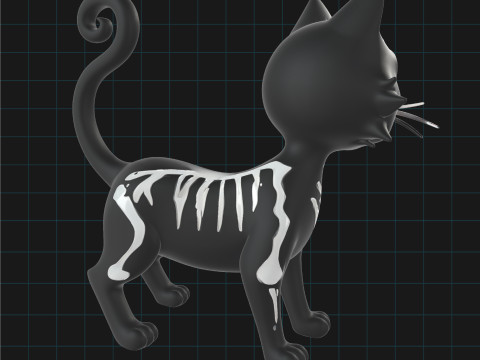 Skeleton Cat Halloween Black Cat Stylized Cartoon Cat Character Modèle 3D