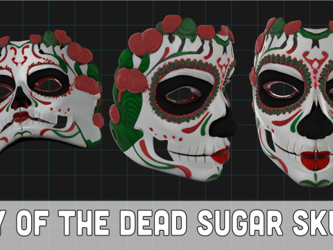 Day of the Dead Sugar Skull Mask Mexican Calavera Face Mask 3D Model