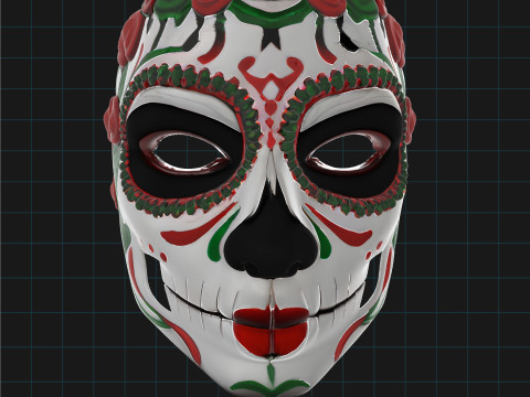 Day of the Dead Sugar Skull Mask Mexican Calavera Face Mask 3D Model
