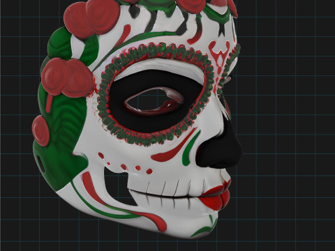 Day of the Dead Sugar Skull Mask Mexican Calavera Face Mask 3D Model