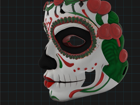 Day of the Dead Sugar Skull Mask Mexican Calavera Face Mask 3D Model