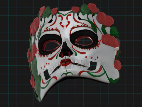 Day of the Dead Sugar Skull Mask Mexican Calavera Face Mask 3D Model