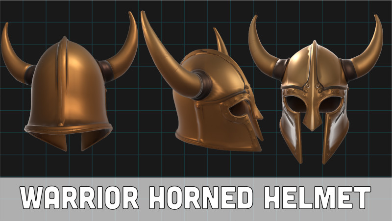 Warrior Horned Helmet Medieval Armor Asset Modelo 3D .c4d .max .obj .3ds .fbx .stl .blend