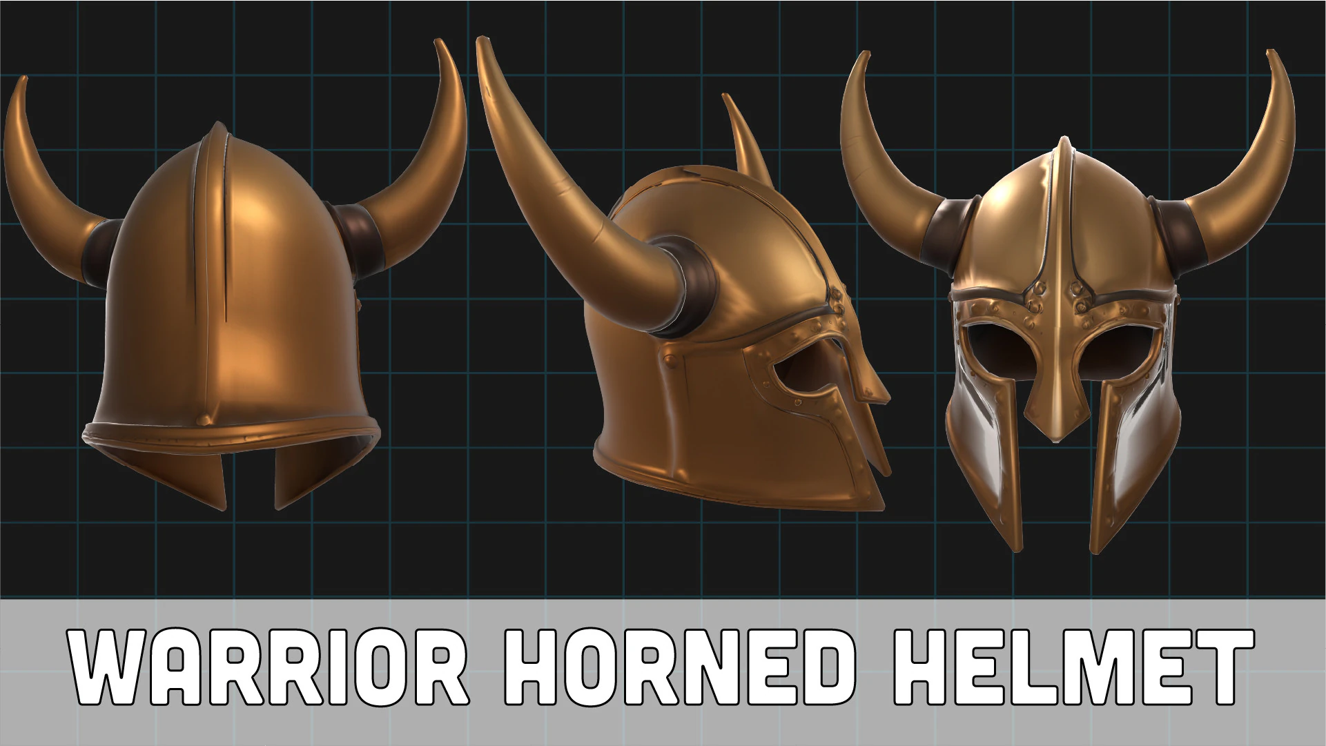 Warrior Horned Helmet Medieval Armor Asset 3D Model .c4d .max .obj .3ds .fbx .stl .blend 