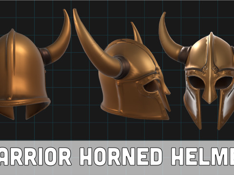 Warrior Horned Helmet Medieval Armor Asset 3D 모델