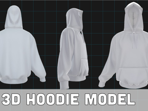 3D Hoodie Model Unisex Sweatshirt with Hood 3Dモデル