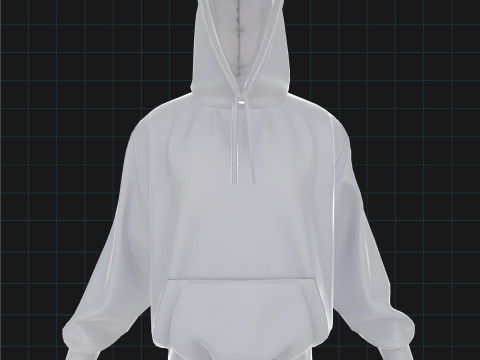 3D Hoodie Model Unisex Sweatshirt with Hood 3D Модель