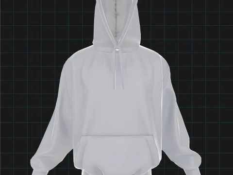 3D Hoodie Model Unisex Sweatshirt with Hood 3D Model