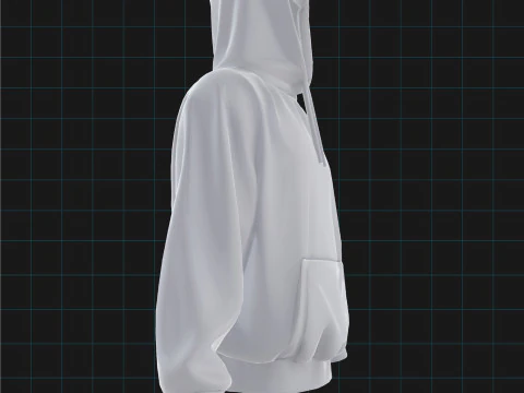 3D Hoodie Model Unisex Sweatshirt with Hood 3D Model