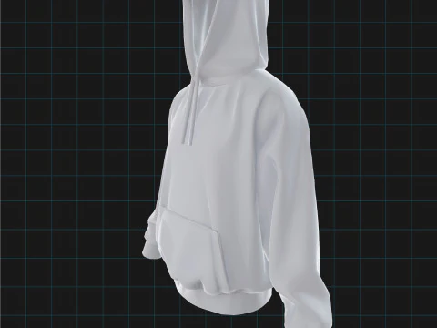 3D Hoodie Model Unisex Sweatshirt with Hood 3D Model