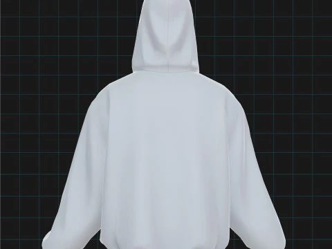 3D Hoodie Model Unisex Sweatshirt with Hood 3D Model