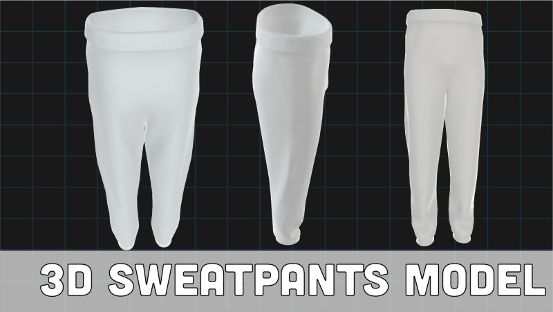 3D Jogger Pants Model Realistic Sweatpants 3D Model .c4d .max .obj .3ds .fbx .stl .blend 