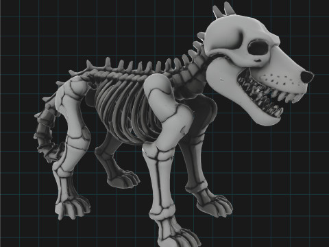 Cartoon Dog Skeleton Stylized Halloween Animal Bone Figure 3D 모델
