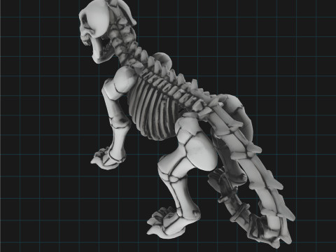 Cartoon Dog Skeleton Stylized Halloween Animal Bone Figure 3D 모델
