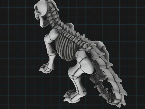 Cartoon Dog Skeleton Stylized Halloween Animal Bone Figure 3D Model