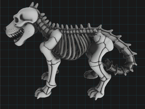 Cartoon Dog Skeleton Stylized Halloween Animal Bone Figure 3D 모델